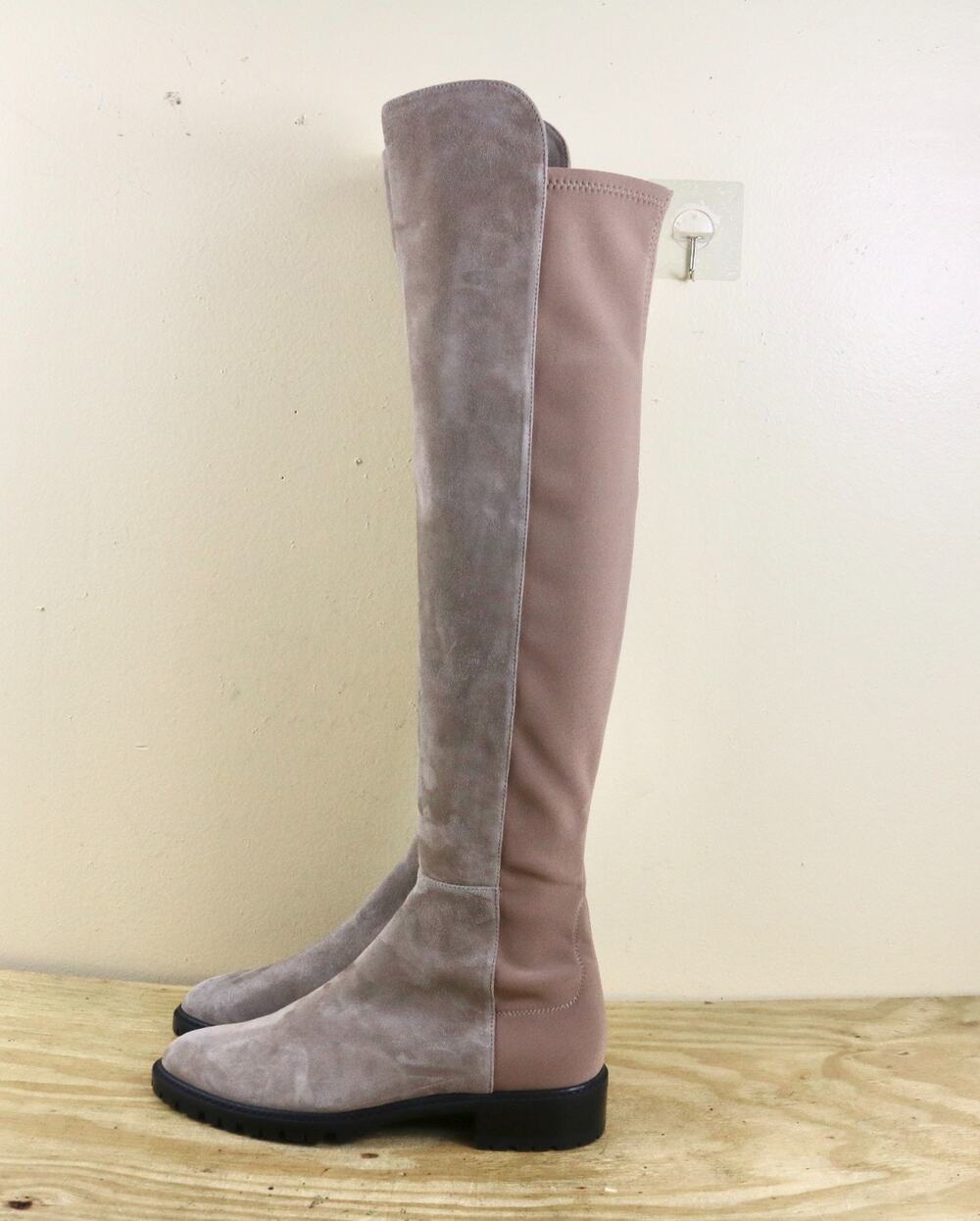 New Stuart Weitzman Boots 7B Brown Beige Suede 50/50 City Over The Knee Shoes